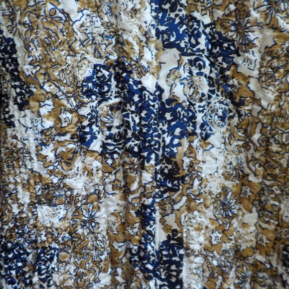 Hearts of Palm Puffer Jacket - Petite Large - Zip Front - Blue Gold White (511) - Picture 4 of 7